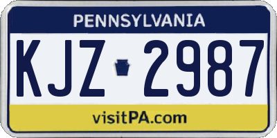 PA license plate KJZ2987