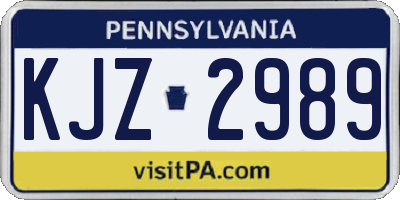 PA license plate KJZ2989