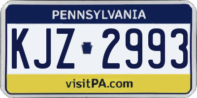 PA license plate KJZ2993