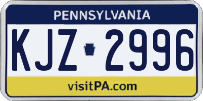 PA license plate KJZ2996