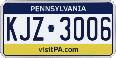 PA license plate KJZ3006