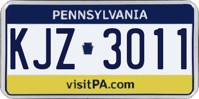 PA license plate KJZ3011