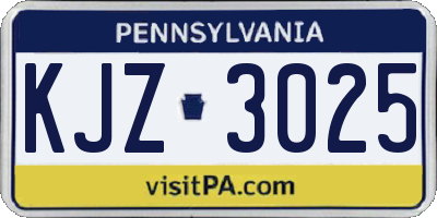 PA license plate KJZ3025