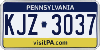 PA license plate KJZ3037