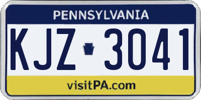 PA license plate KJZ3041