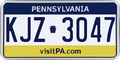 PA license plate KJZ3047