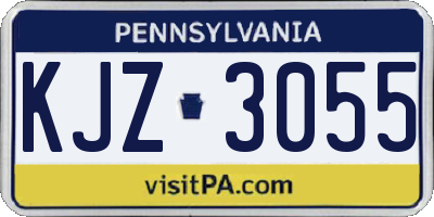 PA license plate KJZ3055