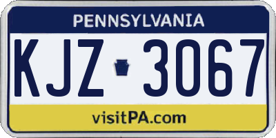 PA license plate KJZ3067