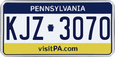 PA license plate KJZ3070