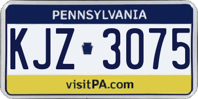 PA license plate KJZ3075