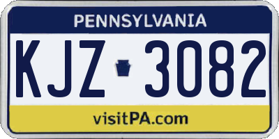 PA license plate KJZ3082