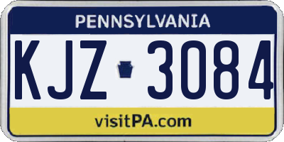 PA license plate KJZ3084