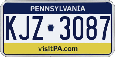 PA license plate KJZ3087