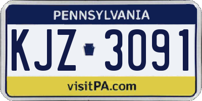 PA license plate KJZ3091