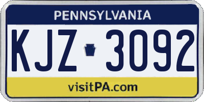 PA license plate KJZ3092