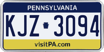 PA license plate KJZ3094