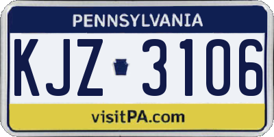 PA license plate KJZ3106