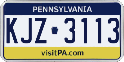 PA license plate KJZ3113
