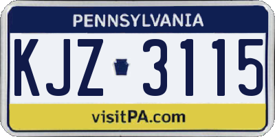 PA license plate KJZ3115