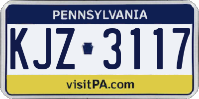 PA license plate KJZ3117