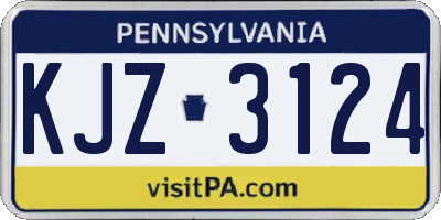 PA license plate KJZ3124