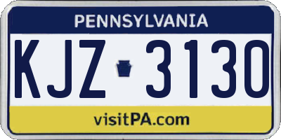 PA license plate KJZ3130