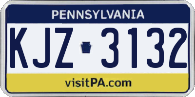 PA license plate KJZ3132