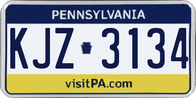 PA license plate KJZ3134
