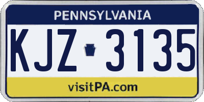 PA license plate KJZ3135