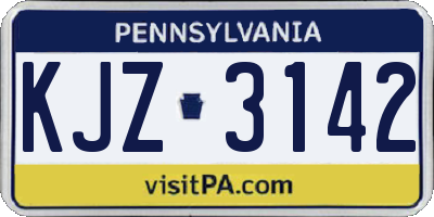 PA license plate KJZ3142