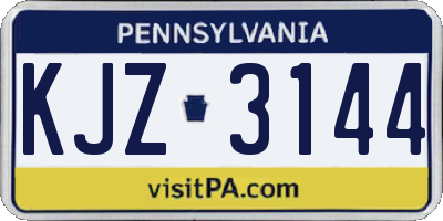 PA license plate KJZ3144