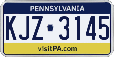 PA license plate KJZ3145