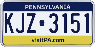 PA license plate KJZ3151