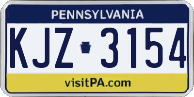 PA license plate KJZ3154