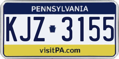 PA license plate KJZ3155