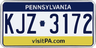 PA license plate KJZ3172