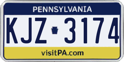 PA license plate KJZ3174