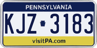 PA license plate KJZ3183