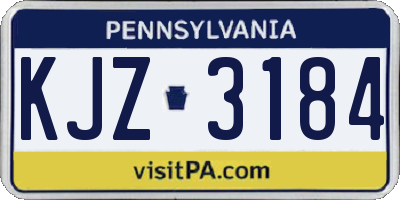 PA license plate KJZ3184
