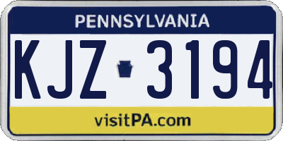 PA license plate KJZ3194
