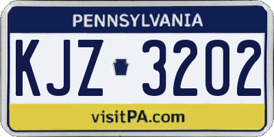 PA license plate KJZ3202