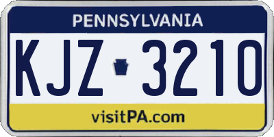 PA license plate KJZ3210