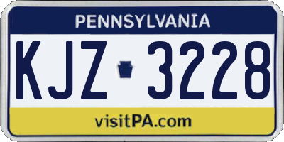 PA license plate KJZ3228