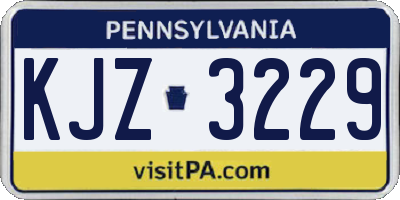 PA license plate KJZ3229