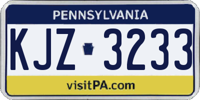 PA license plate KJZ3233