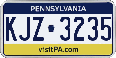 PA license plate KJZ3235