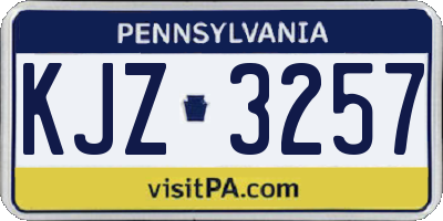 PA license plate KJZ3257
