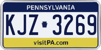 PA license plate KJZ3269