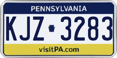 PA license plate KJZ3283