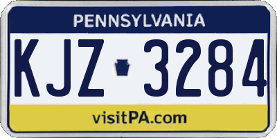 PA license plate KJZ3284